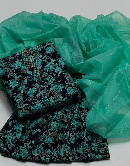 Premium Cambric Cotton 3-Piece Printed Dress with Zari Silk Dupatta – SAMAVIAS